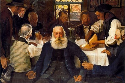 Painting of the food being served in1904