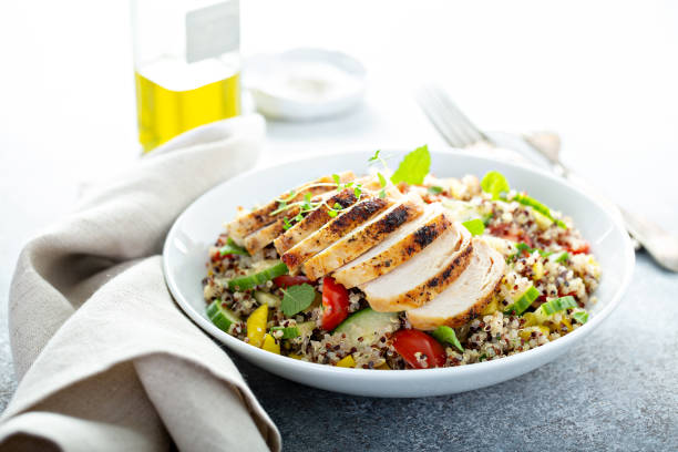 Bowl on of cajun chicken with quinoa